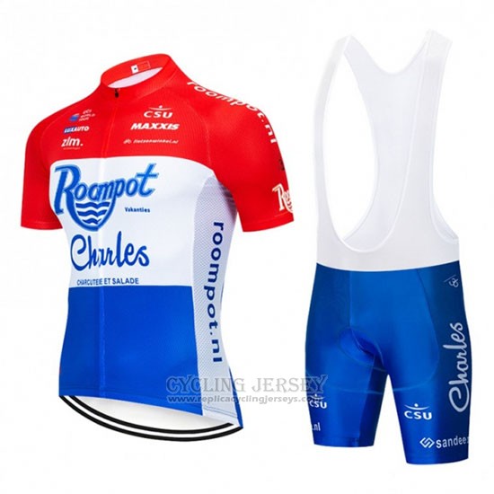 2019 Cycling Jersey Roompot Charles Red White Blue Short Sleeve and Bib Short
